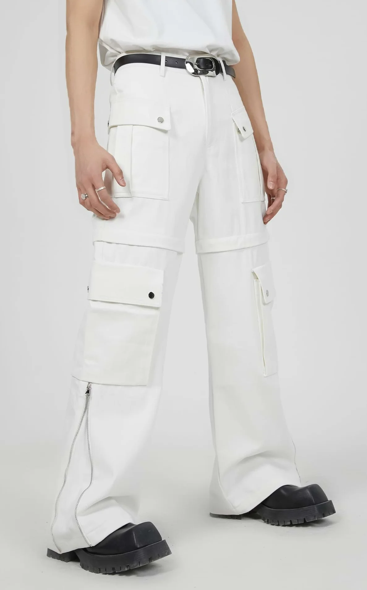 Double Side Zip Pants with Multiple Pockets - Image 7