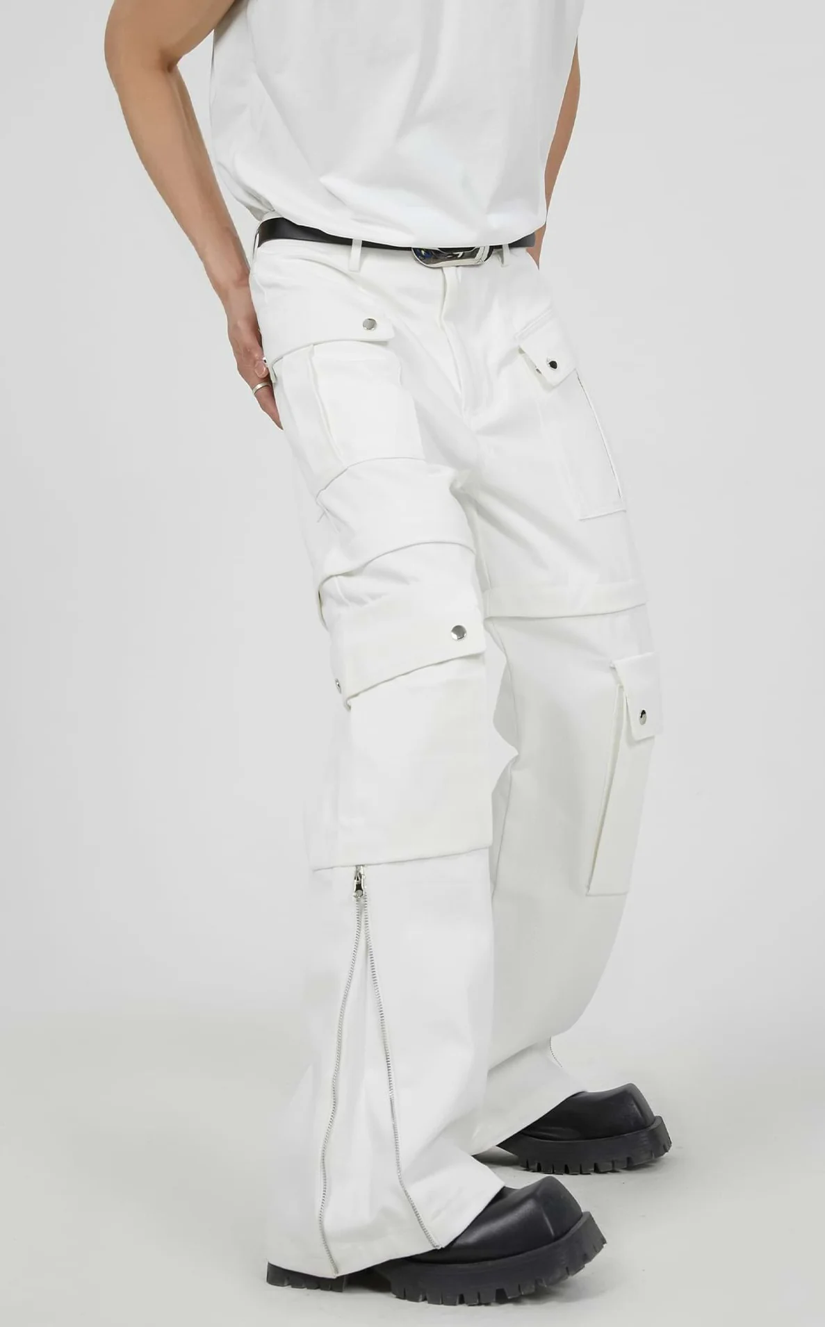 Double Side Zip Pants with Multiple Pockets - Image 8