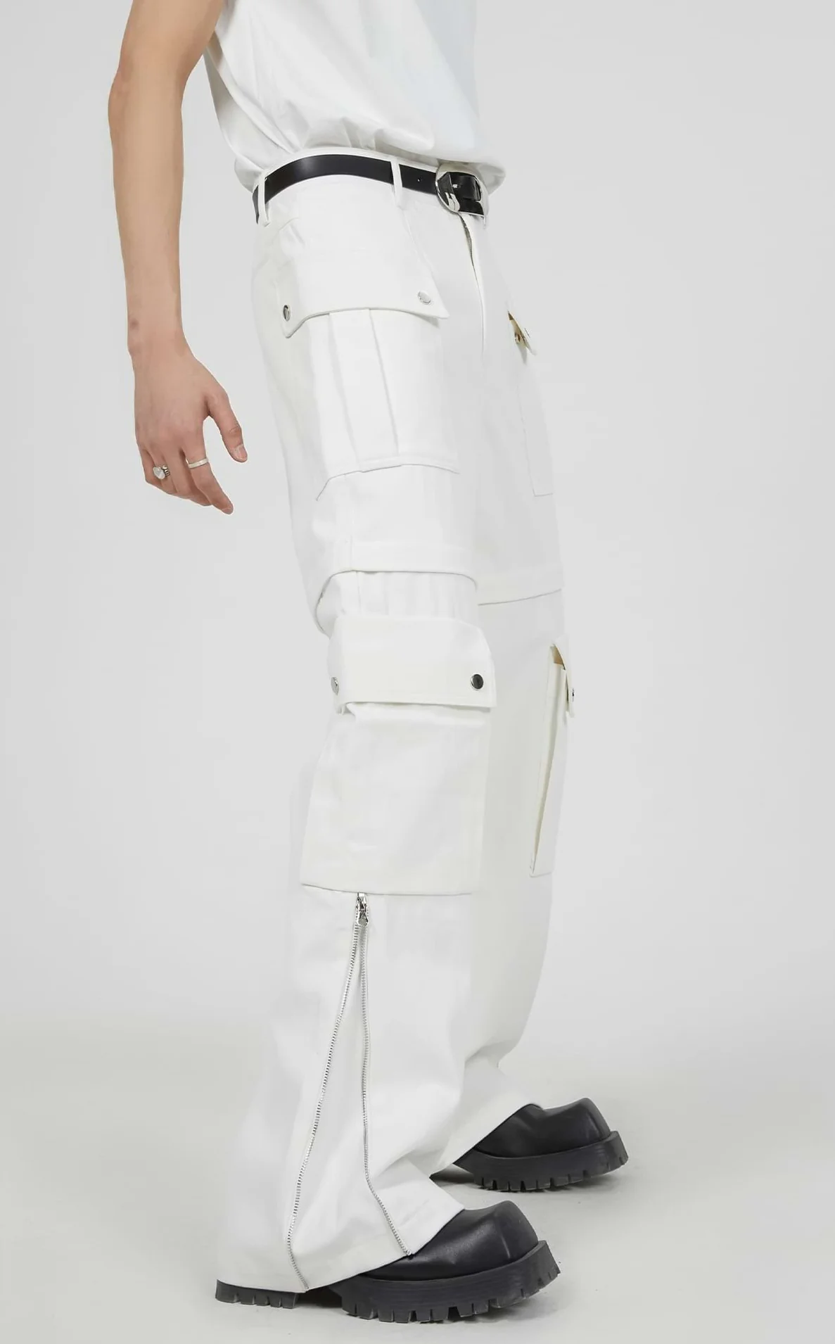 Double Side Zip Pants with Multiple Pockets - Image 9