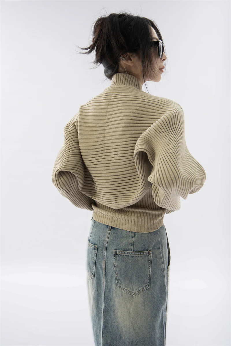 Double Zip High Neck Knit Vest and Shrug Top - Image 4