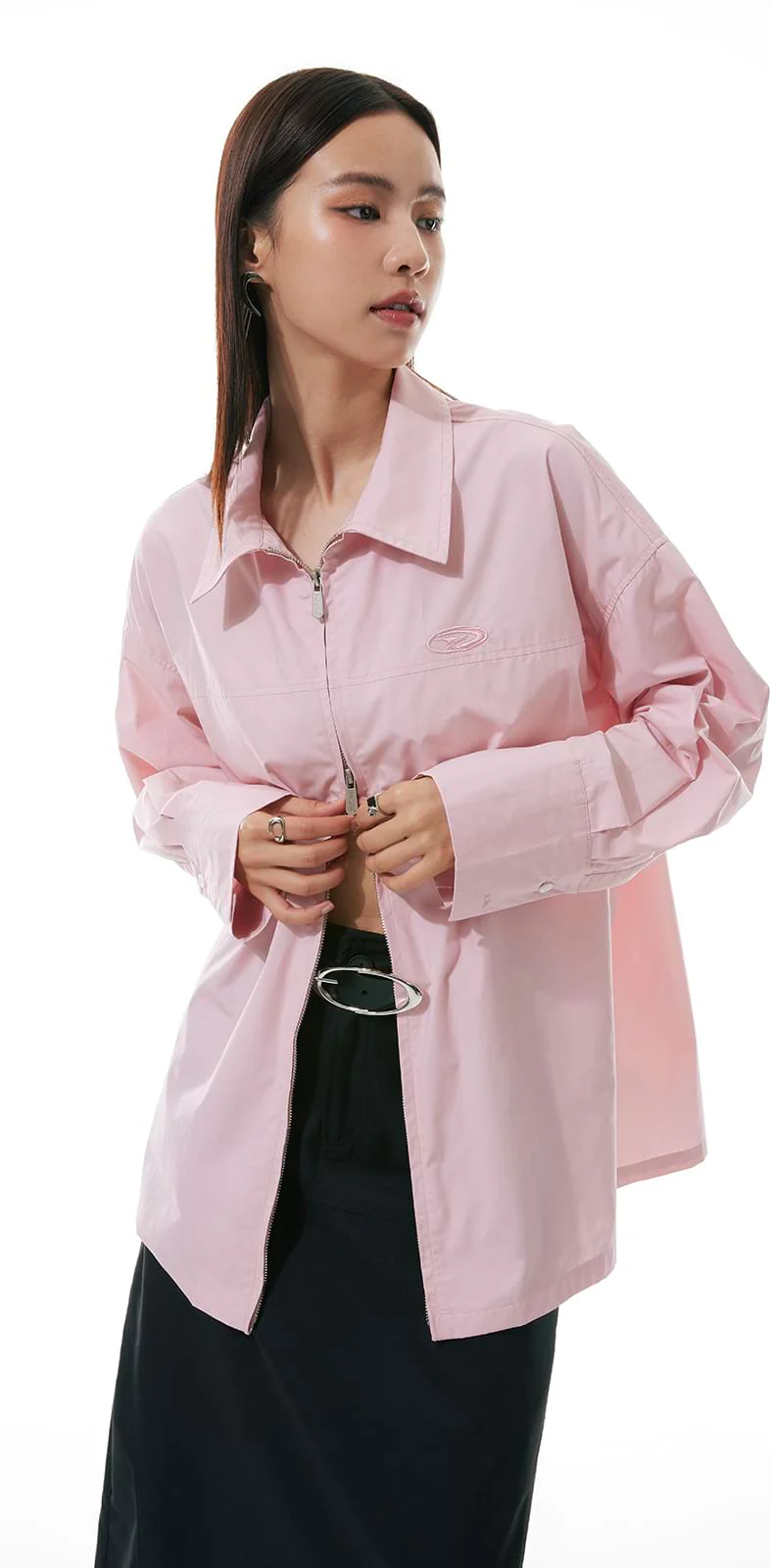Double Zip Oversized Collared Shirt - Image 2