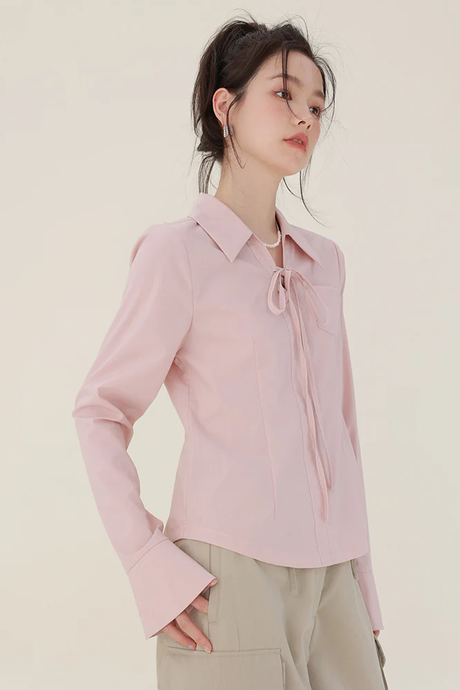Drawstring Collar Blouse - Image 2