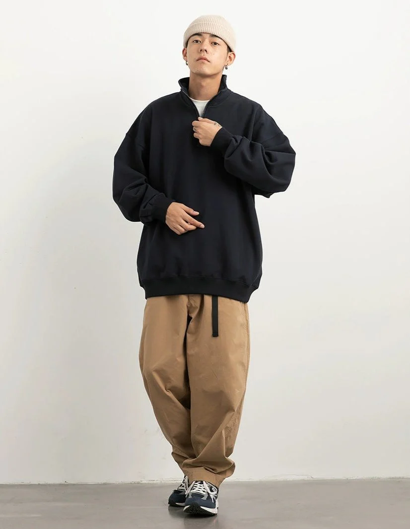 Drop Shoulder Half-Zip Oversized Sweatshirt - Image 12