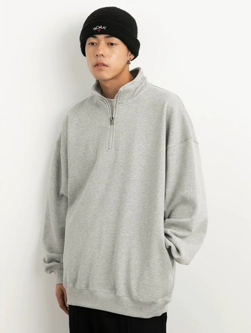 Drop Shoulder Half-Zip Oversized Sweatshirt - Image 2
