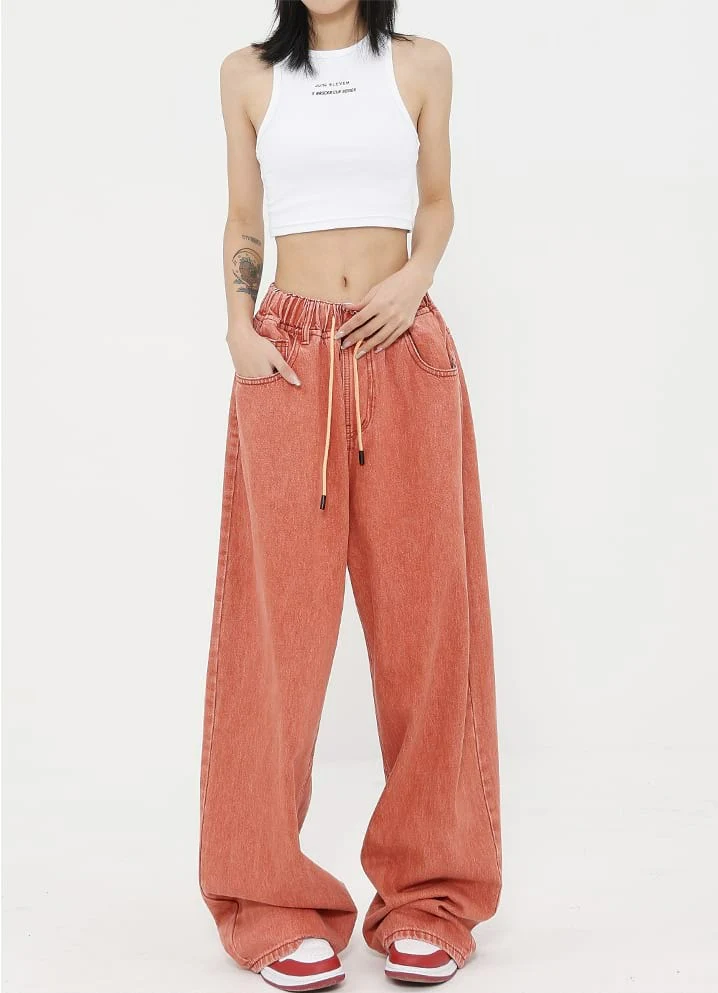 Elastic Waist Wide Leg Jeans - Image 11