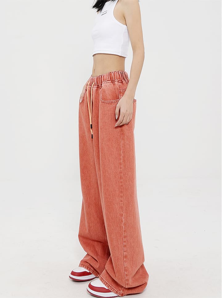 Elastic Waist Wide Leg Jeans - Image 15
