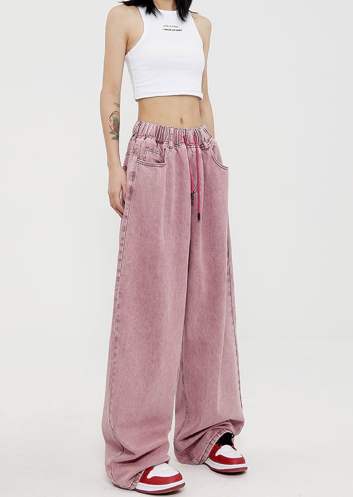 Elastic Waist Wide Leg Jeans - Image 3