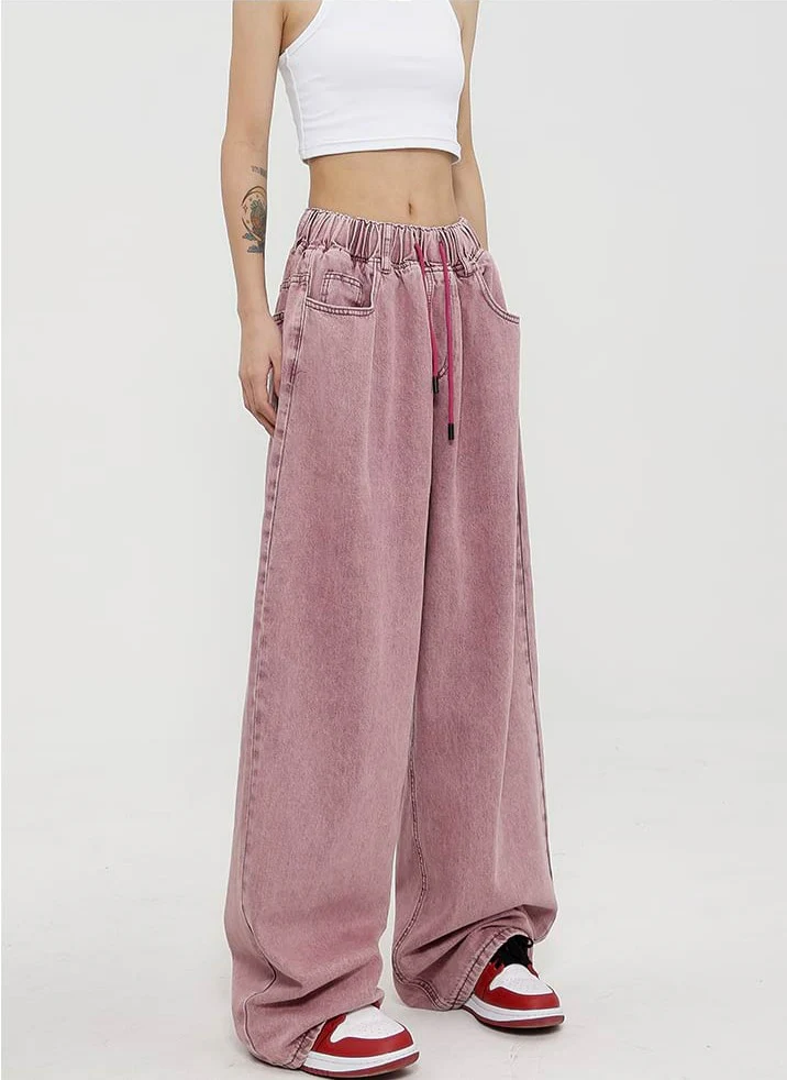 Elastic Waist Wide Leg Jeans - Image 4