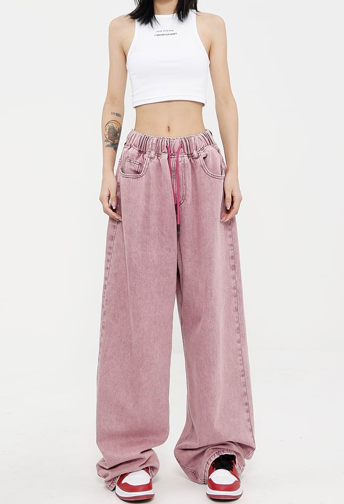 Elastic Waist Wide Leg Jeans - Image 7