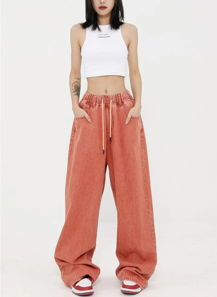 Elastic Waist Wide Leg Jeans - Image 9