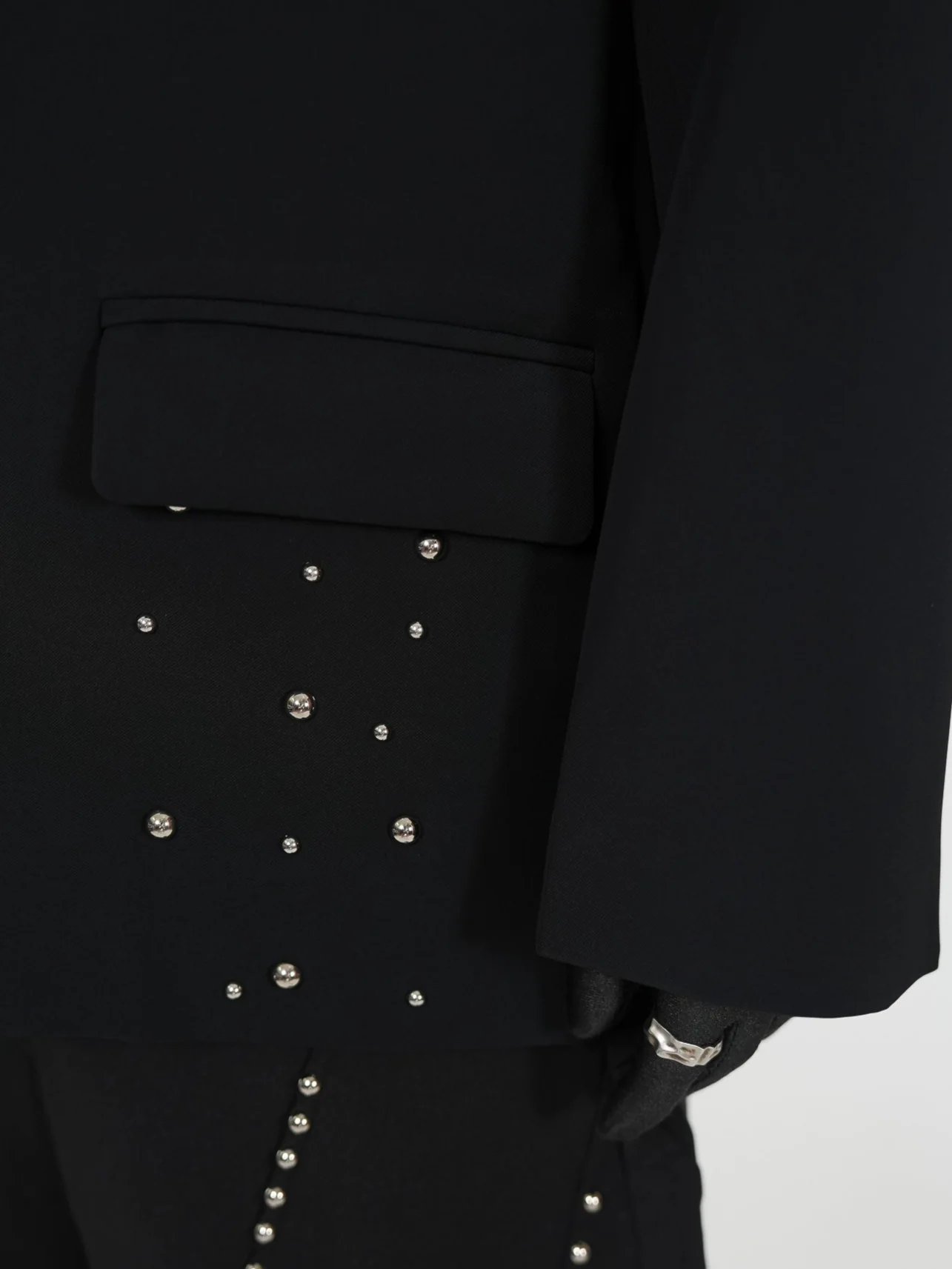 Embellished Single Breasted Blazer and Wide Leg Studded Trousers Two Piece Set - Image 7