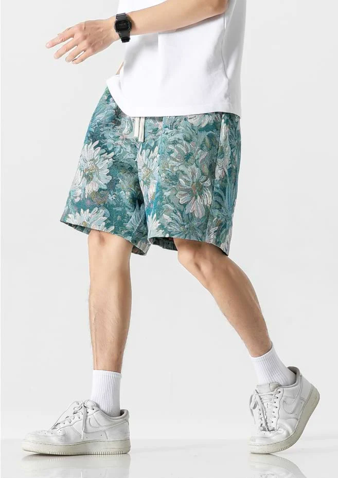 Embroidered Flower Elastic Waist Shorts - Image 10