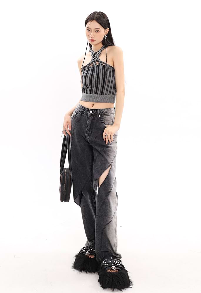 Faded Cutout Side-Stripe Jeans - Image 15
