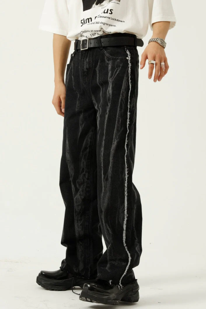 Faded Stripe Side-Distressed Jeans - Image 2