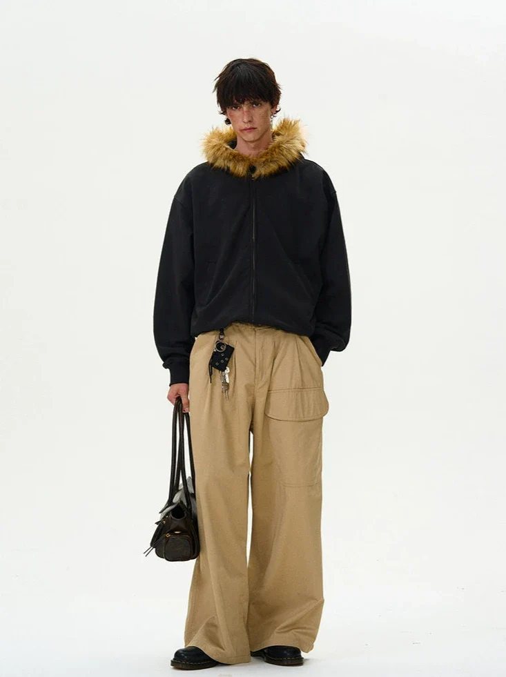 Faux Fur Hooded Zip Jacket with Pockets - Image 15