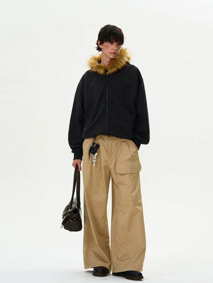 Faux Fur Hooded Zip Jacket with Pockets - Image 16