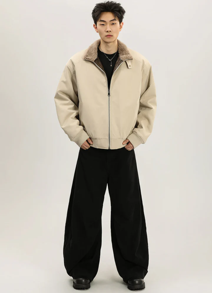 Faux Fur Lined Bomber Jacket with Snakeskin Detail - Image 9