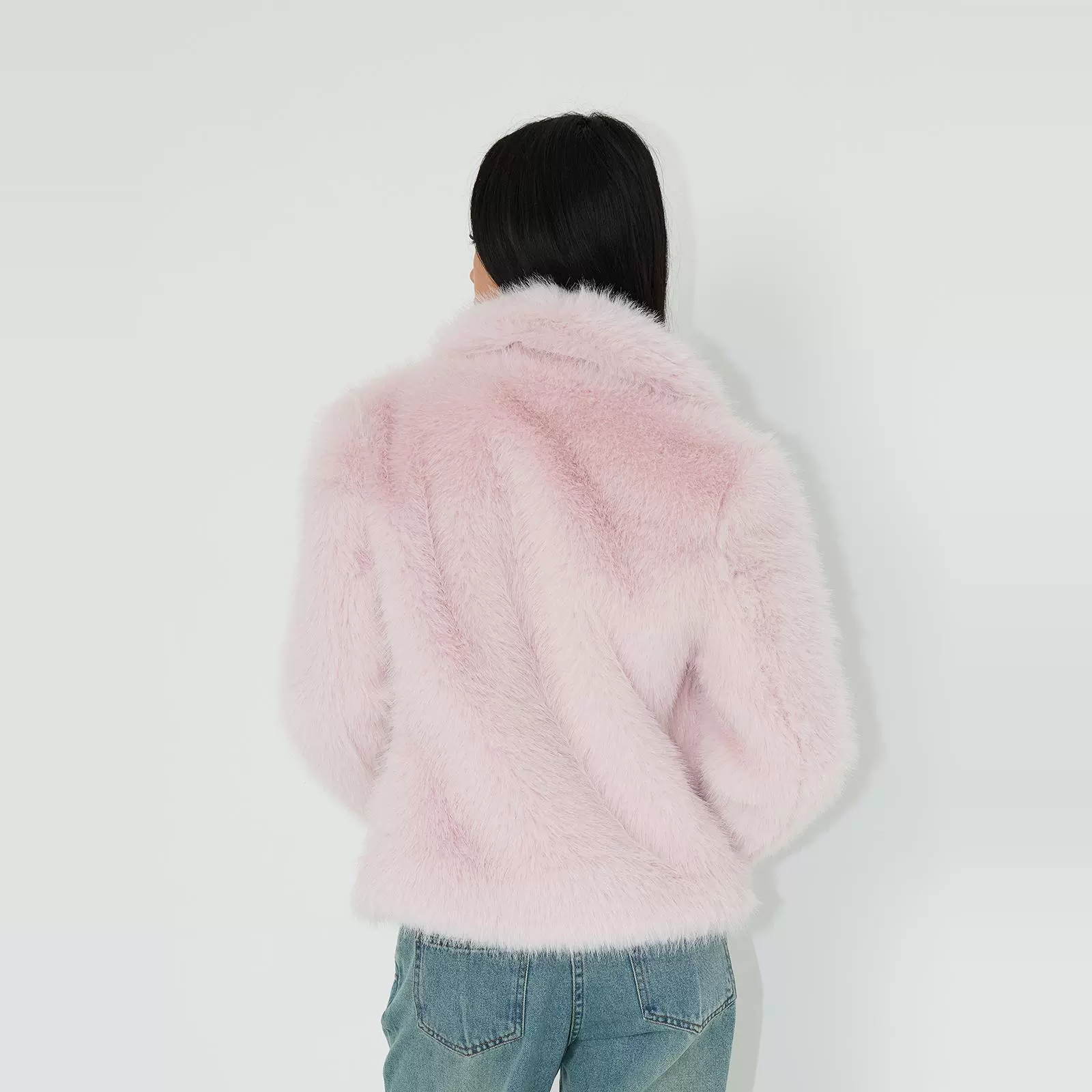 Faux Fur Neck-Lapel Cropped Coat - Image 8
