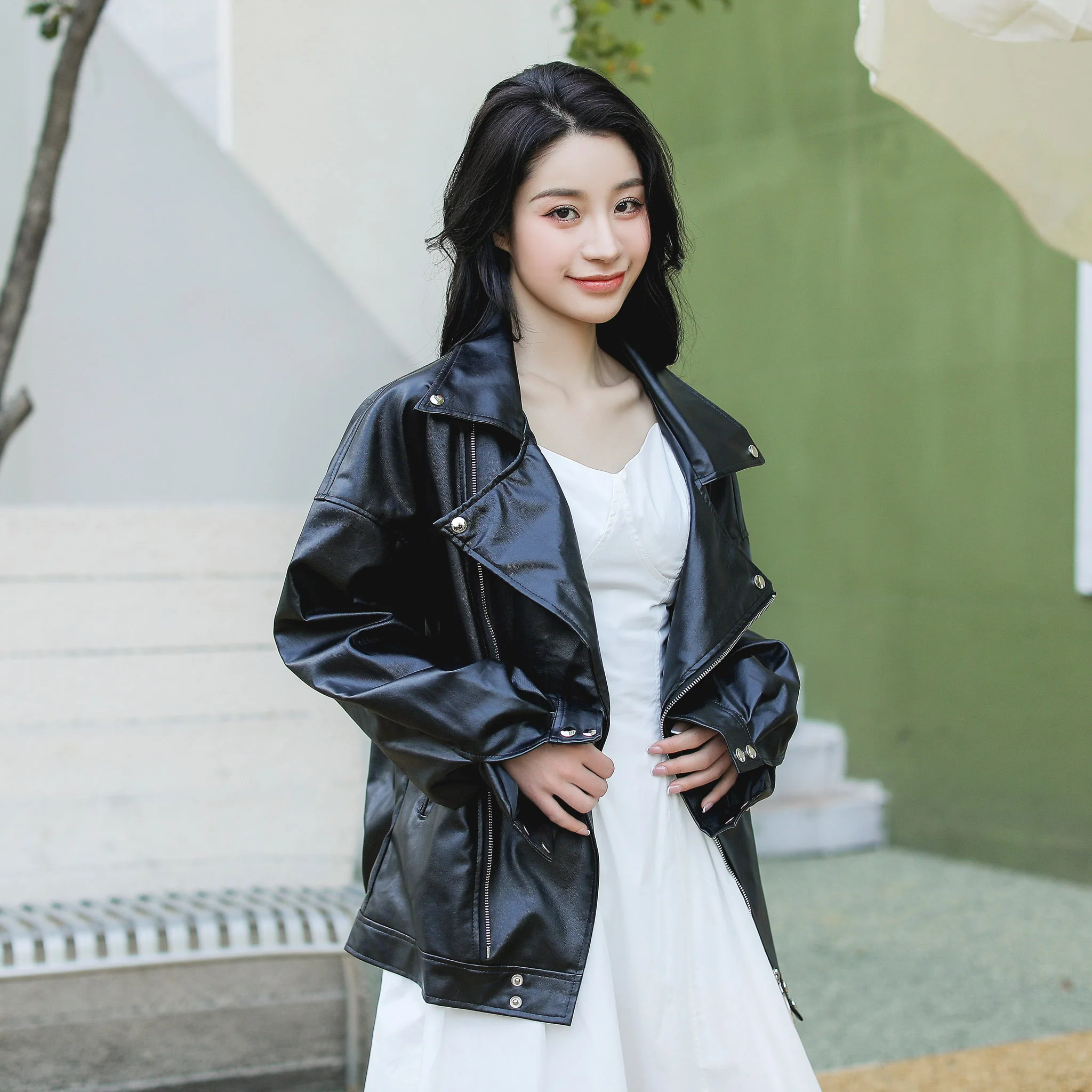 Faux Leather Biker Jacket - Image 3