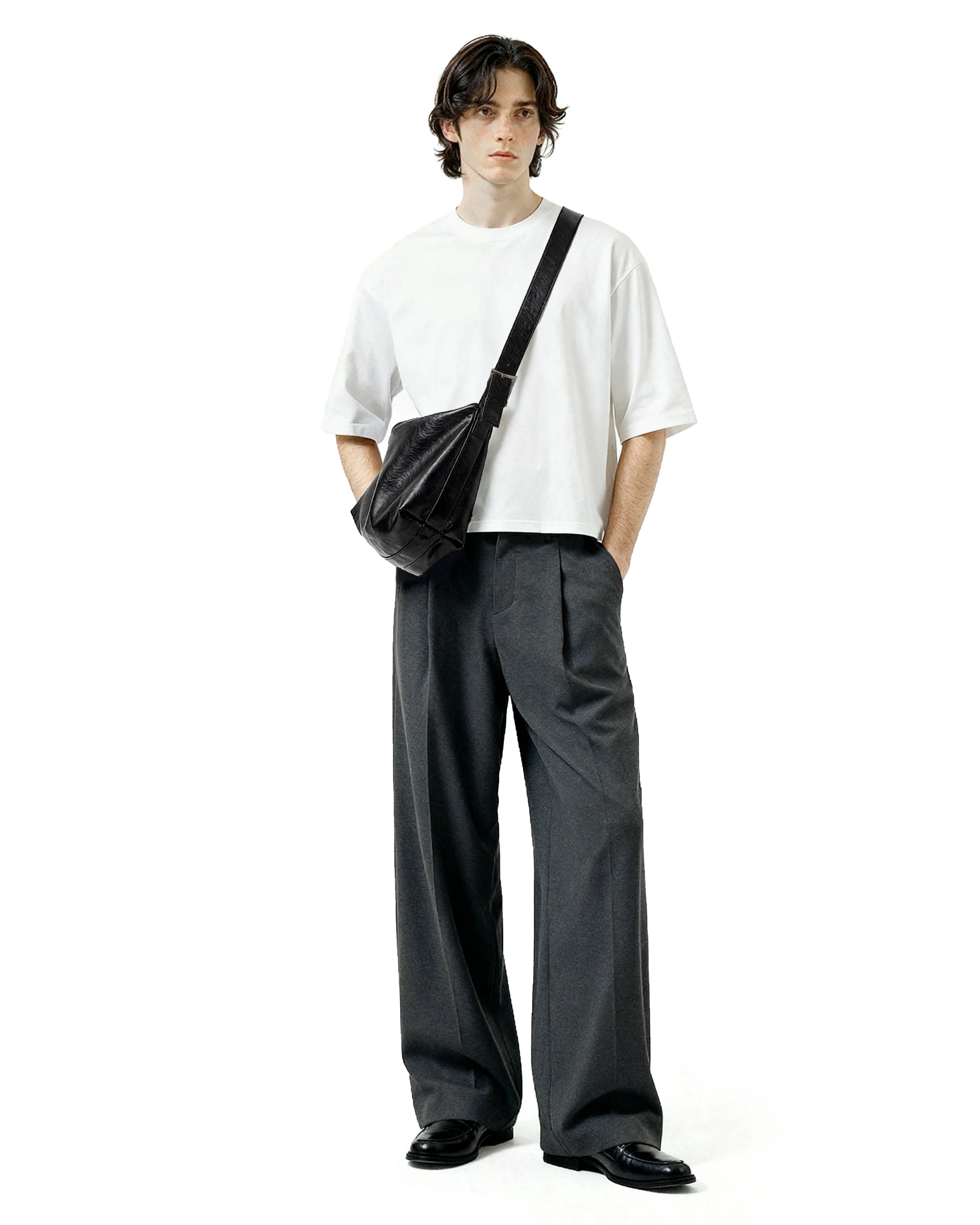 Faux Leather Lightweight Messenger Bag - Image 5