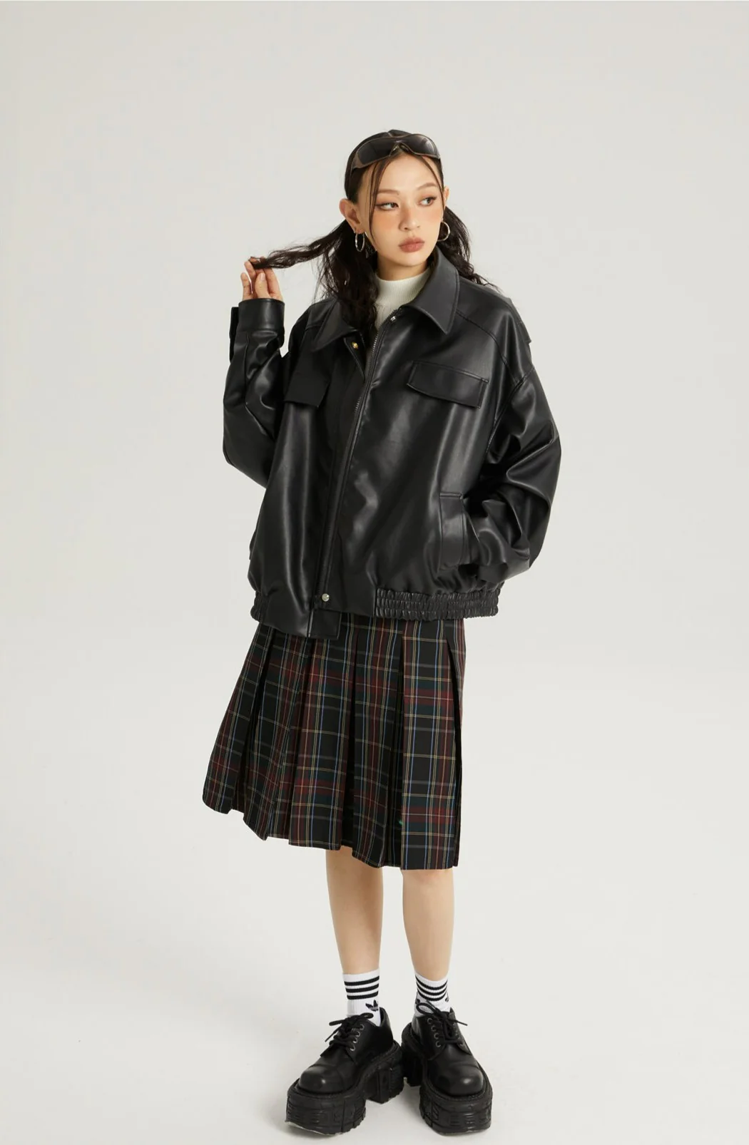 Faux Leather Oversized Zip Jacket - Image 14