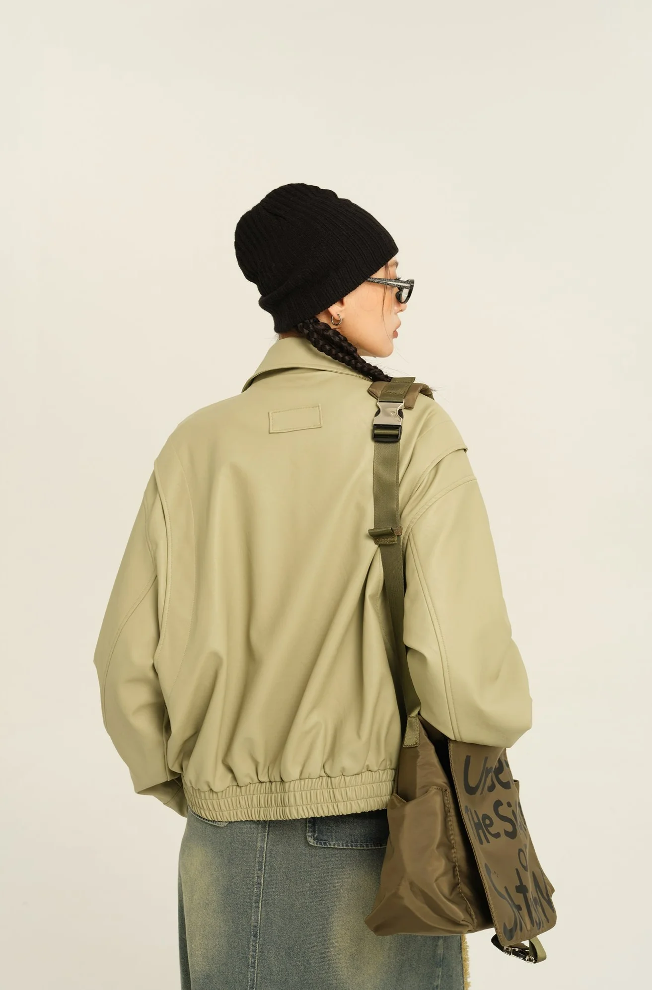 Faux Leather Oversized Zip Jacket - Image 6