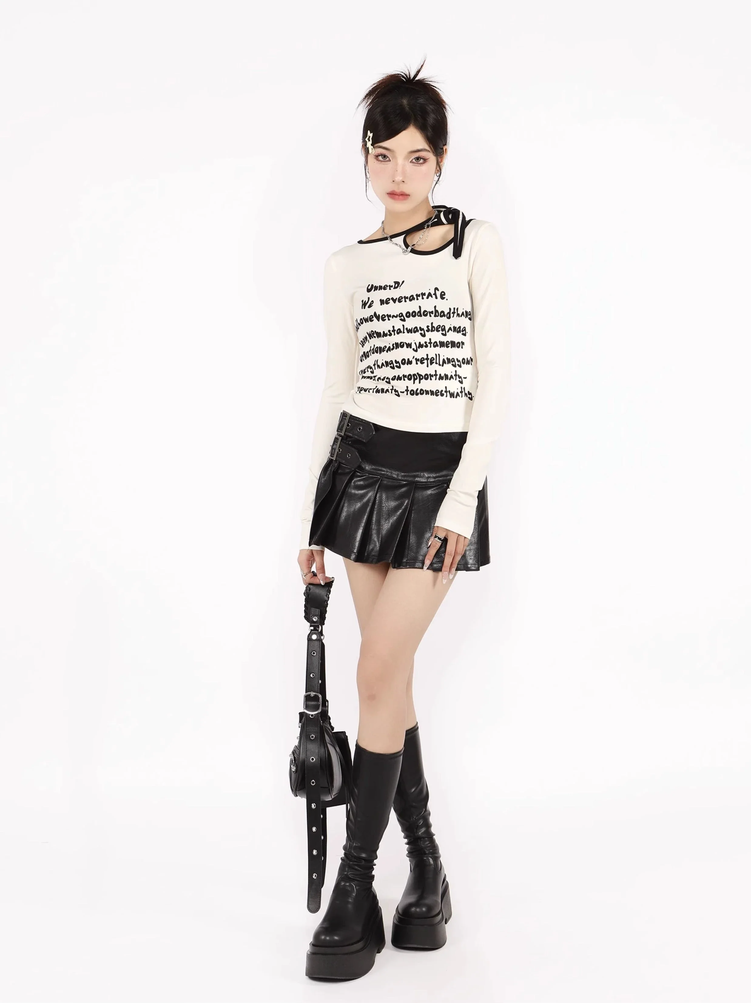 Faux Leather Side-Belted Mini Skirt - Image 24