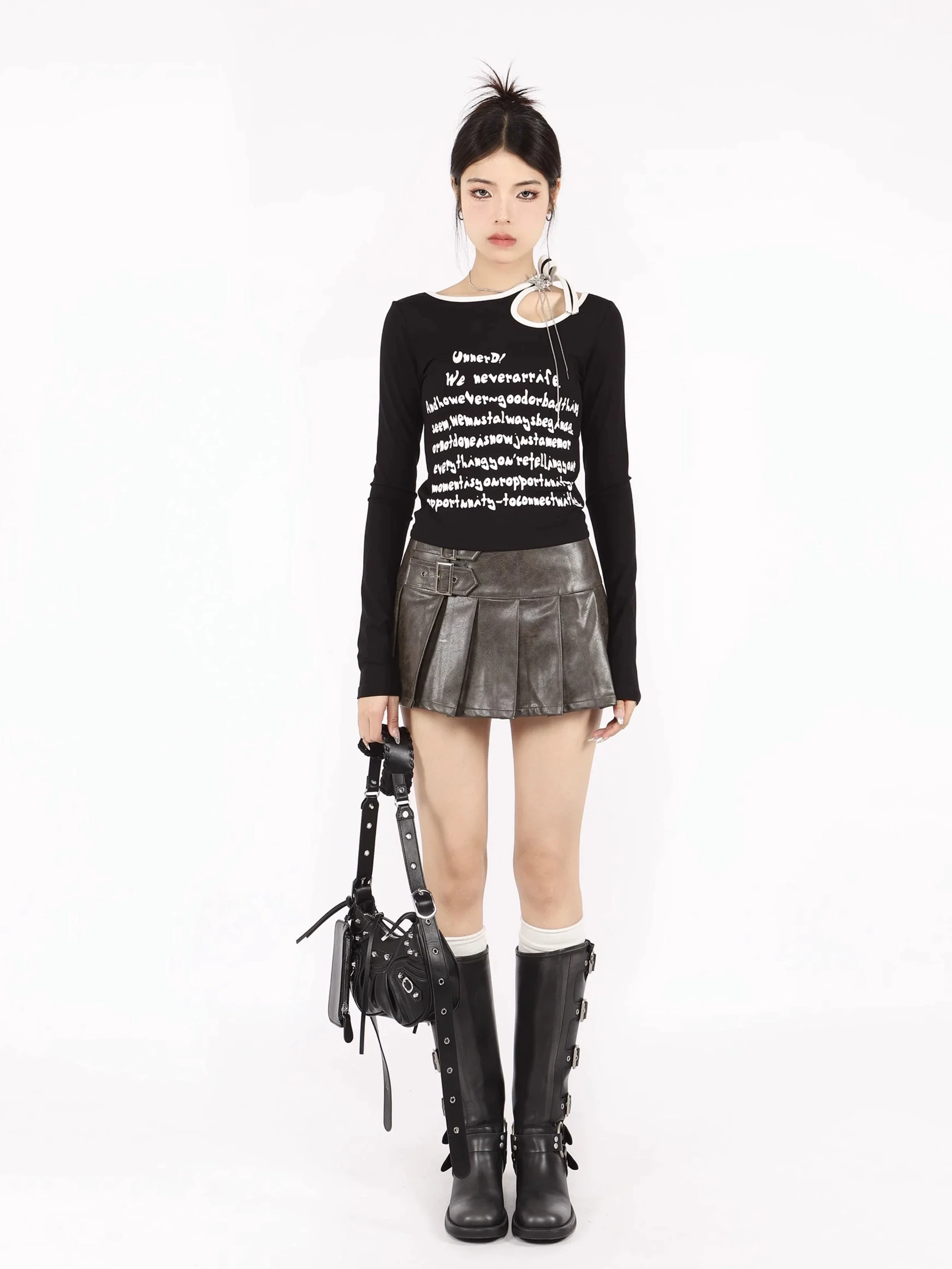 Faux Leather Side-Belted Mini Skirt - Image 8