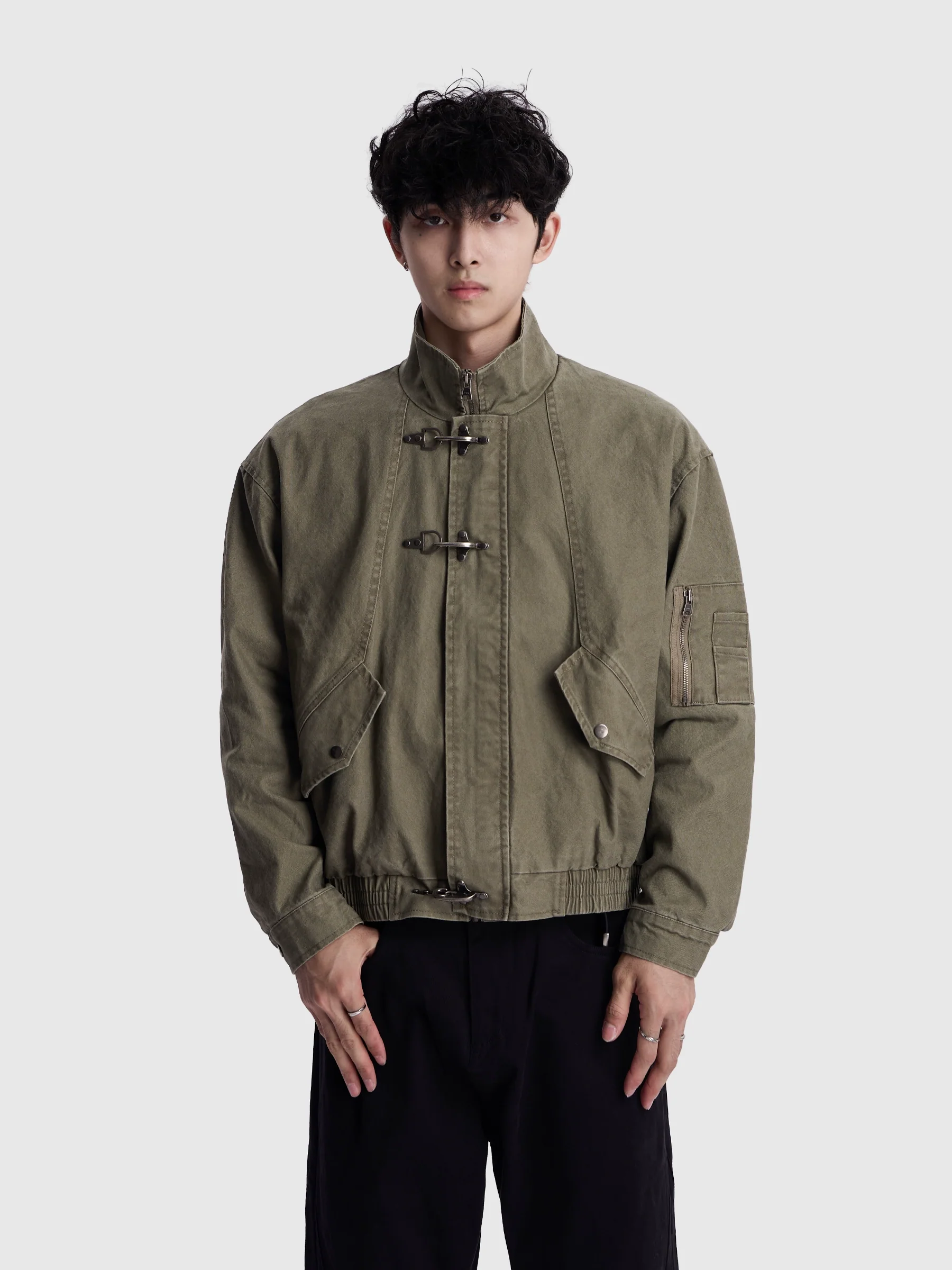 Fireman Clasp Mid-Crop Lightweight Worker Jacket - Image 4