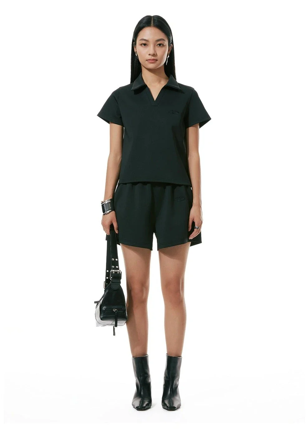 Flare Embroidered Elastic Waistband Sweatpant Shorts - Image 8