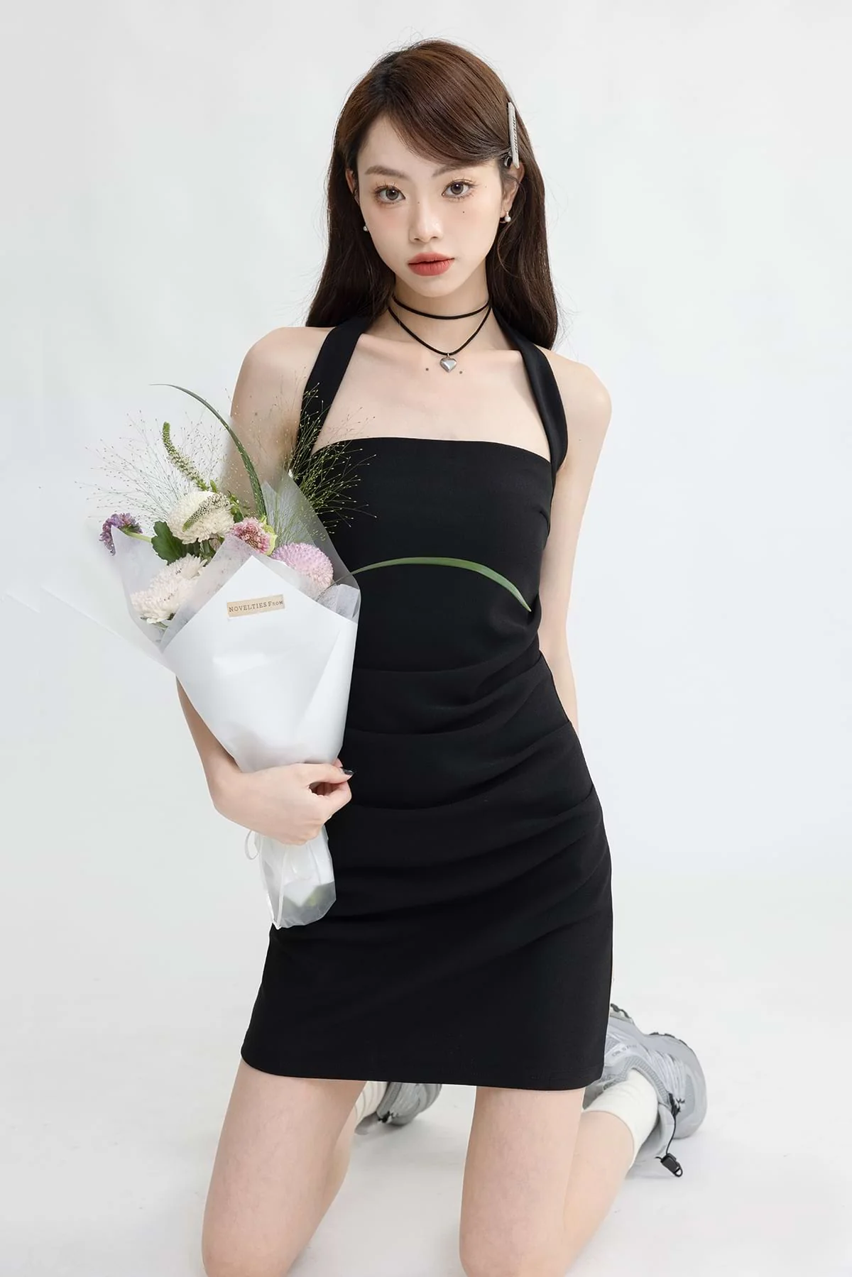 Flat Halter Strap Ruched Mini Dress - Image 4