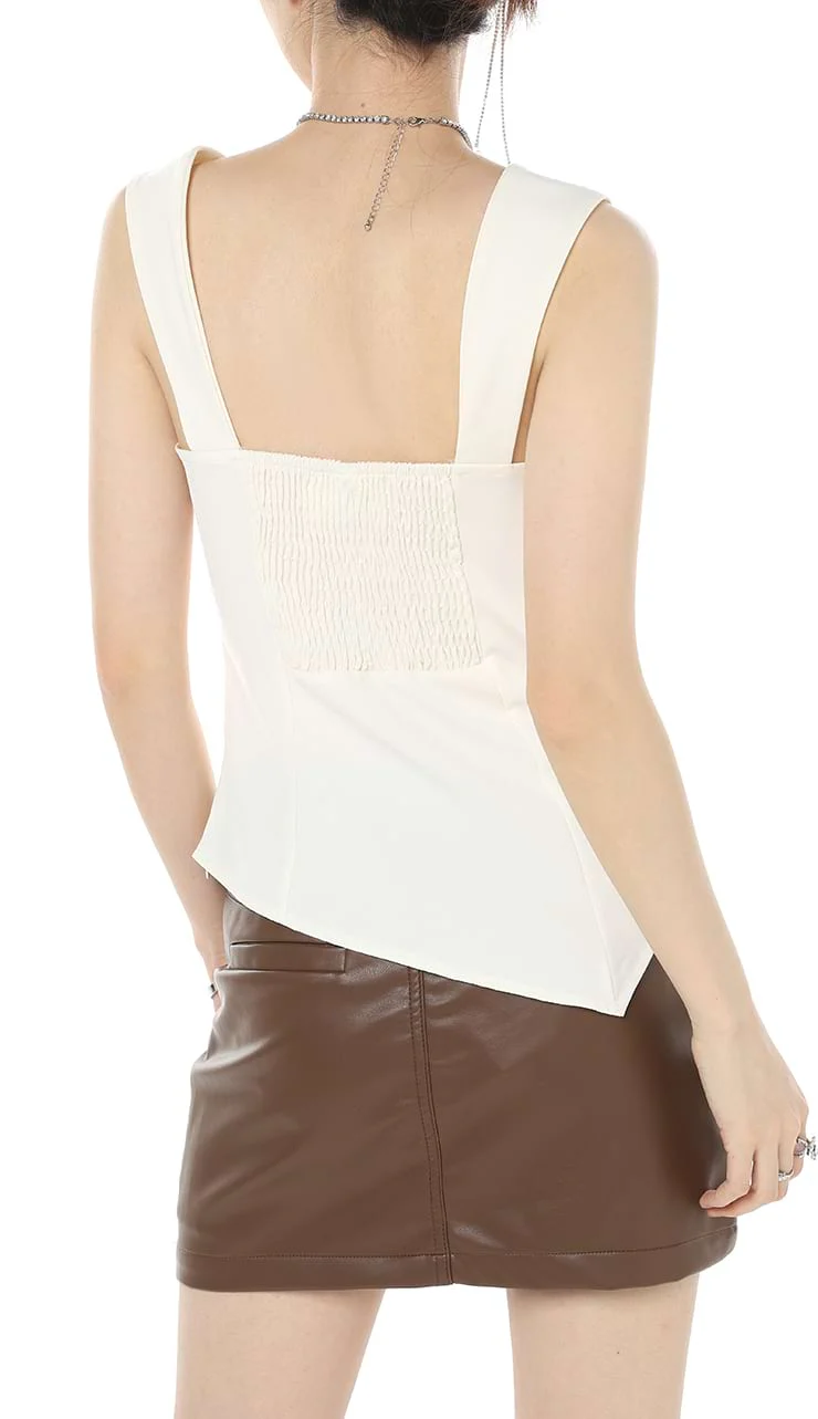 Flat Strap Asymmetric Hem Top with Bow-ties - Image 12