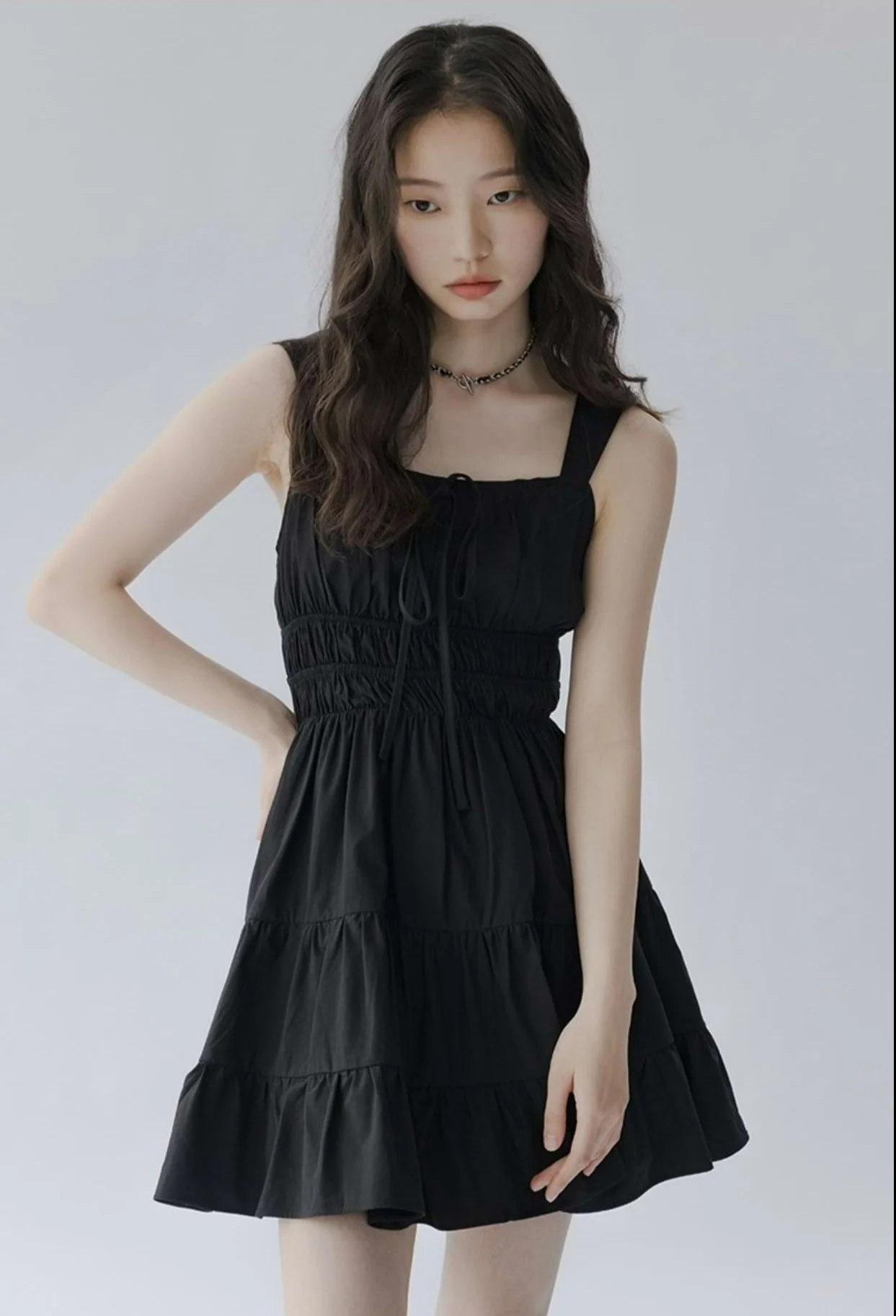 Flat Strap Shirred Mini Dress - Image 8
