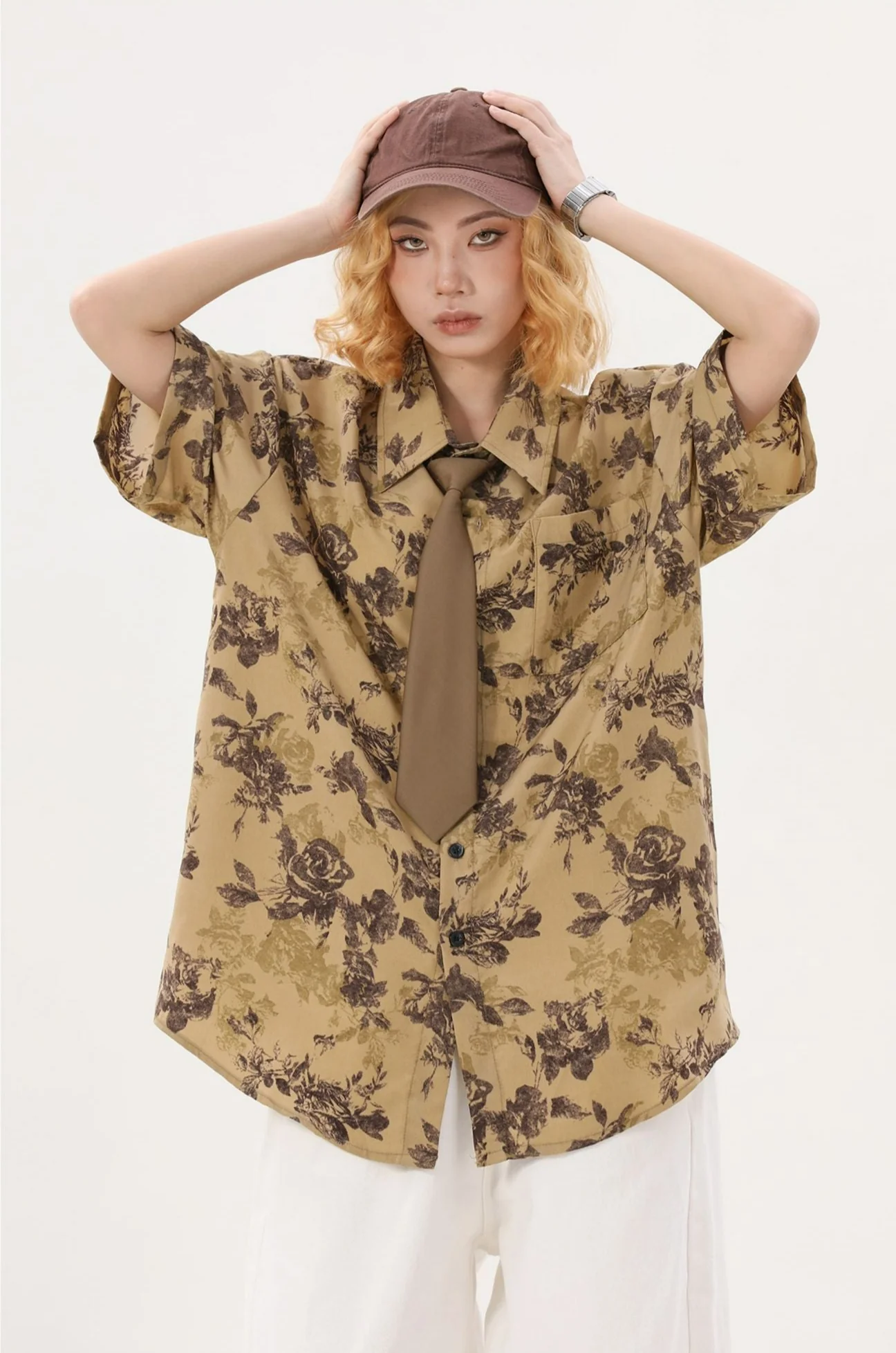 Flower Print Oversized Button Shirt - Image 7