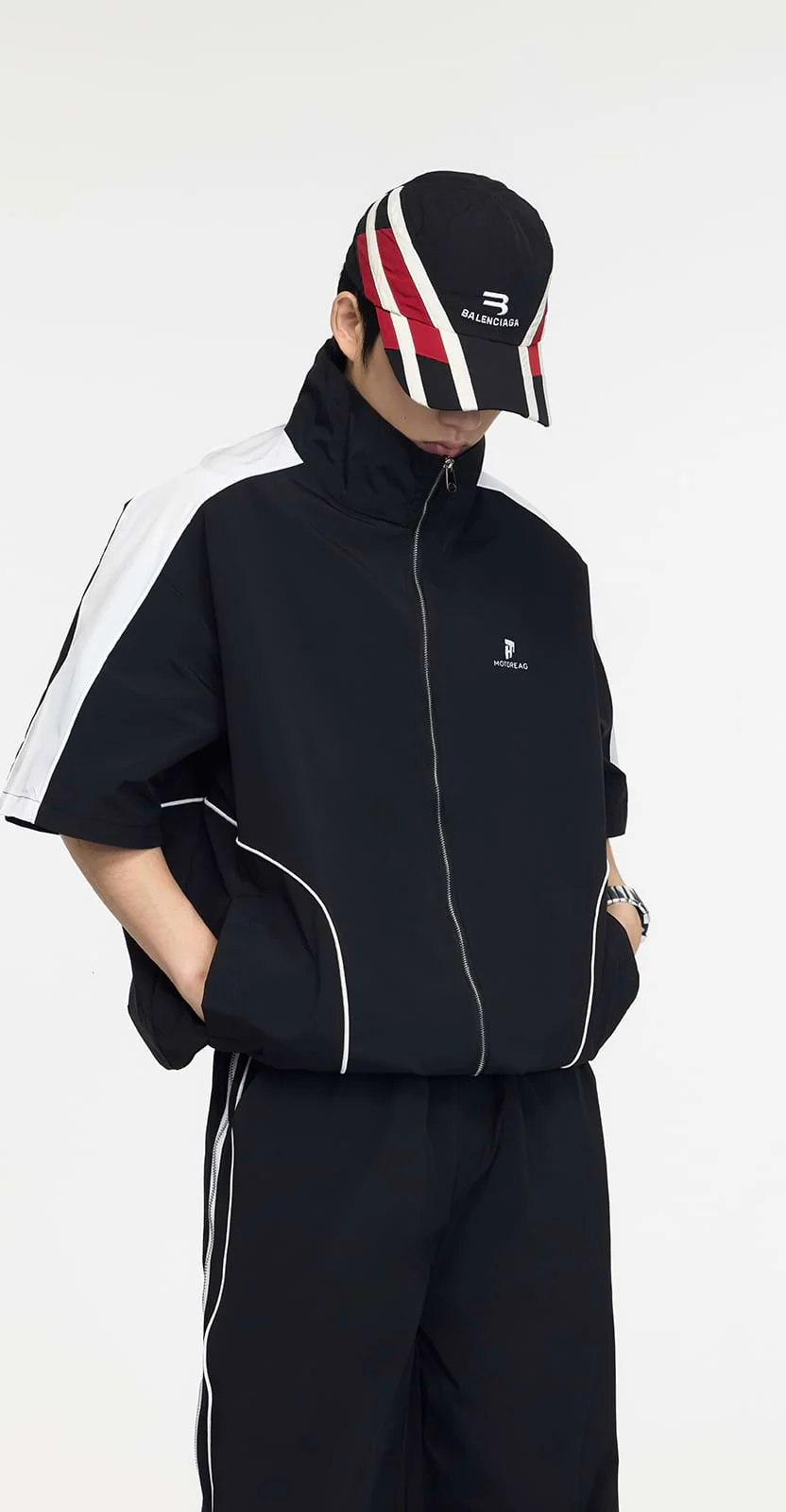 Fold Over Collar Short Sleeve Oversized Tracksuit - Image 2