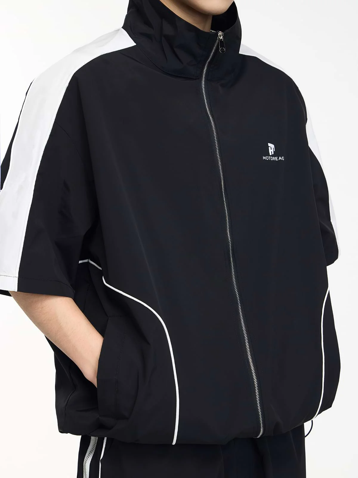 Fold Over Collar Short Sleeve Oversized Tracksuit - Image 3