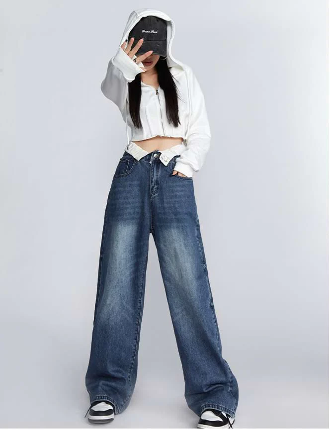 Fold-Over Waist Jeans - Image 3