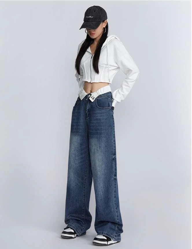 Fold-Over Waist Jeans - Image 6