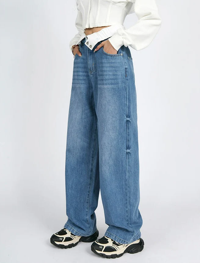 Fold-Over Waist Jeans - Image 9