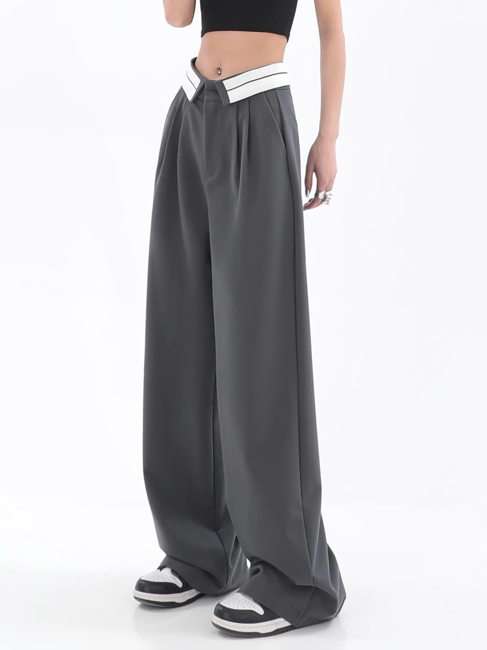 Fold-Over Waist Straight Pants - Image 13