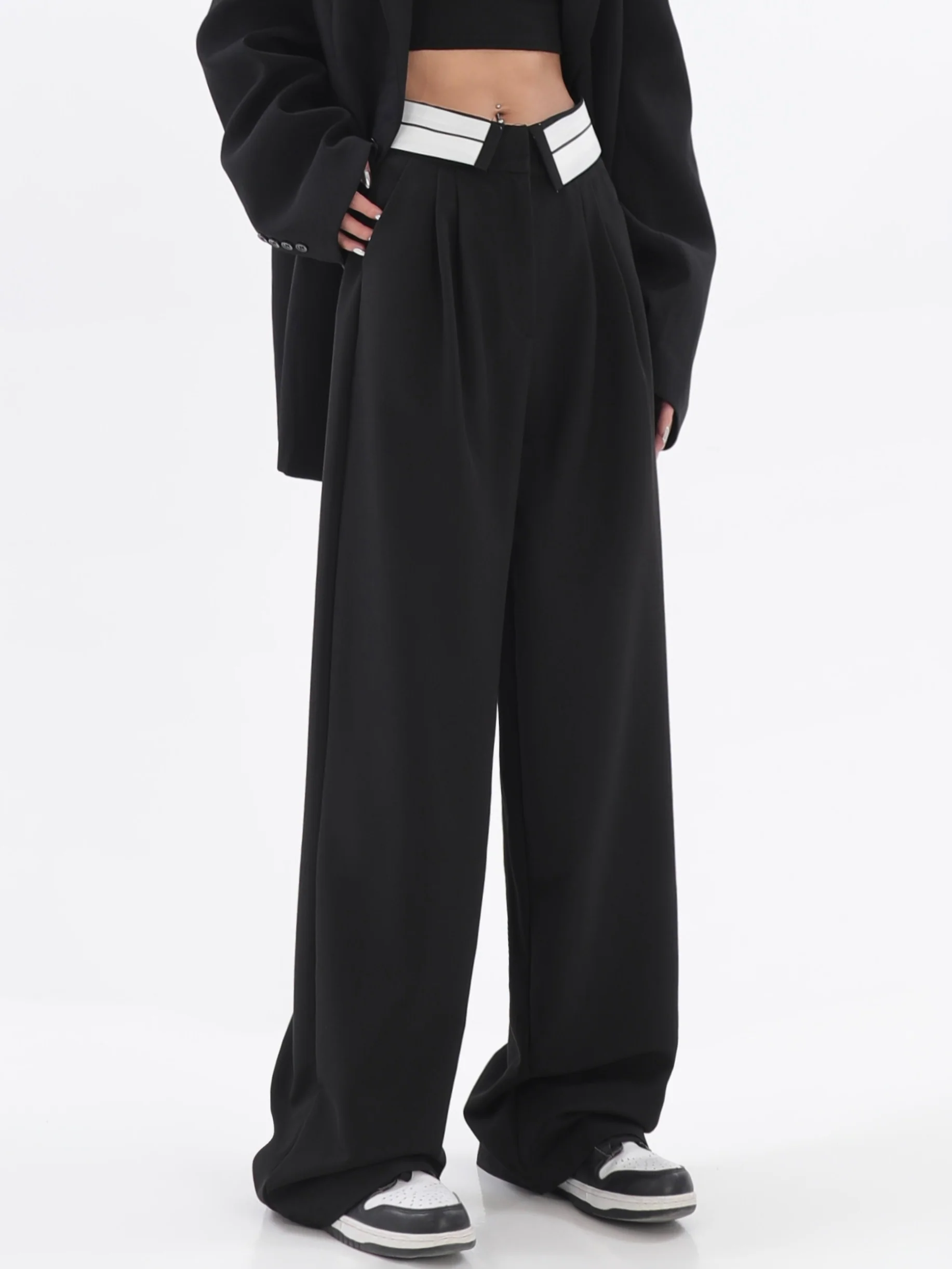 Fold-Over Waist Straight Pants - Image 4