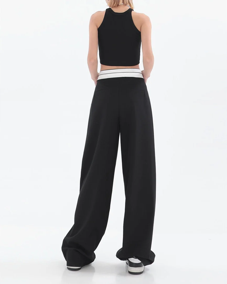 Fold-Over Waist Straight Pants - Image 6