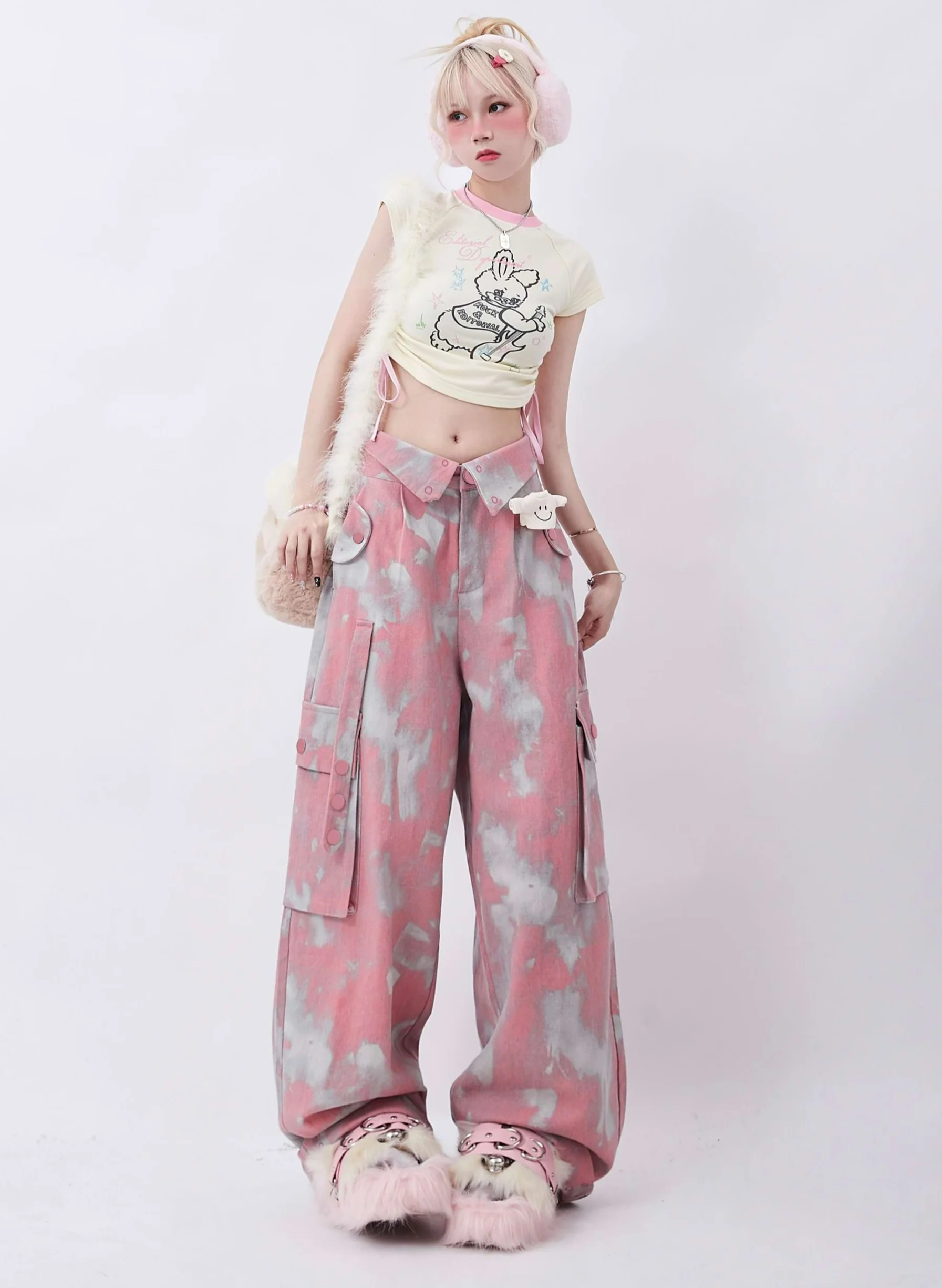 Fold-Over Waist Tie-Dye Pants - Image 3