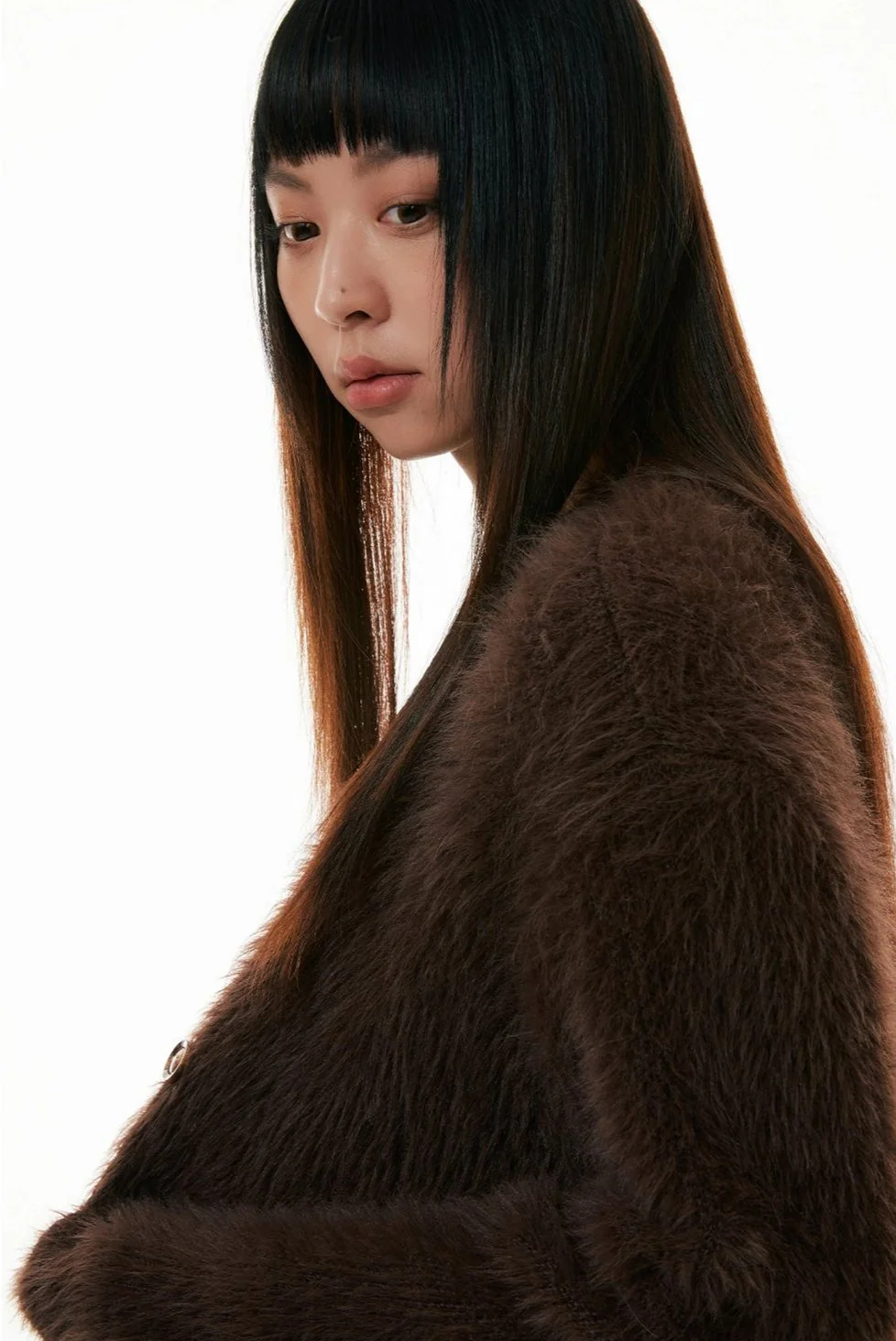 Fuzzy Button-Up Cropped Cardigan - Image 17