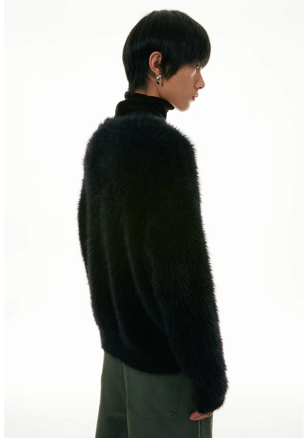Fuzzy Button-Up Cropped Cardigan - Image 3