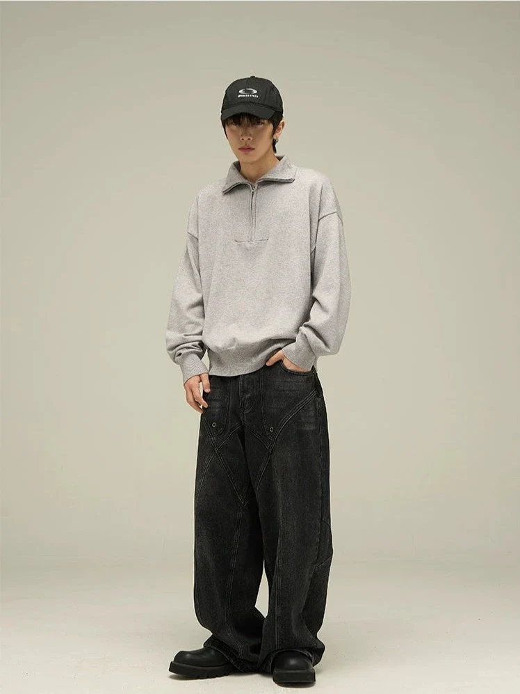 Half-Zip Collared Sweatshirt Pullover - Image 4