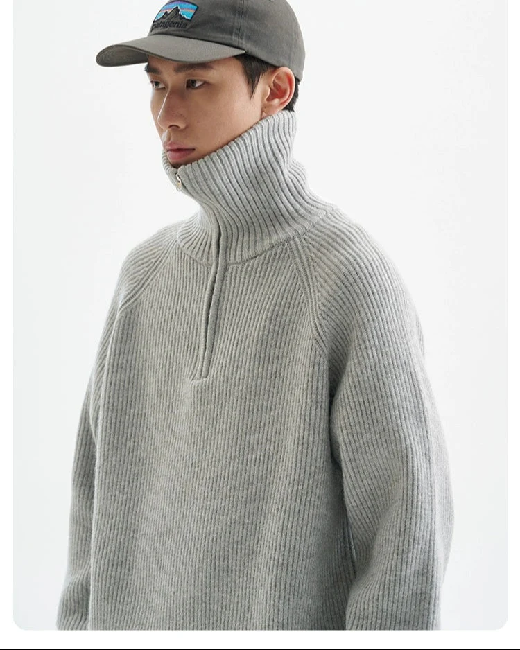Half-Zip Ribbed Knit Pullover Sweater - Image 11