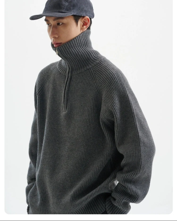 Half-Zip Ribbed Knit Pullover Sweater - Image 5