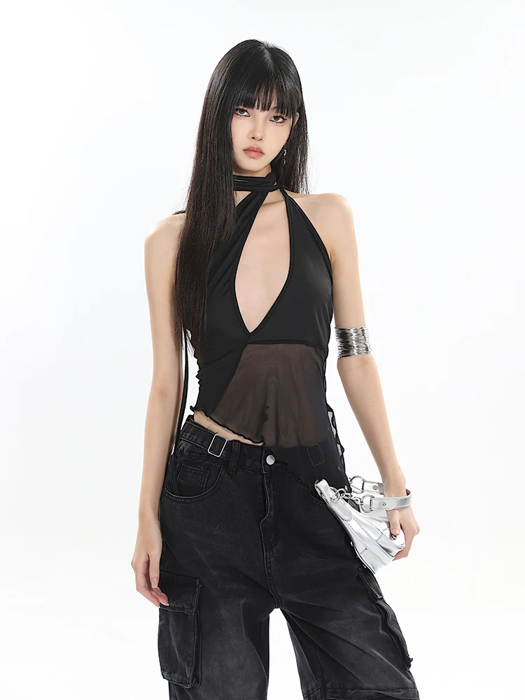 Halter Neck Cutout Top with Wraparound Scarf Detail - Image 5
