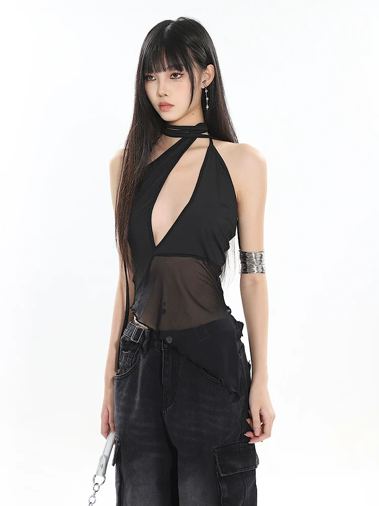 Halter Neck Cutout Top with Wraparound Scarf Detail - Image 7